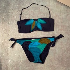 Navy blue bandeau bikini